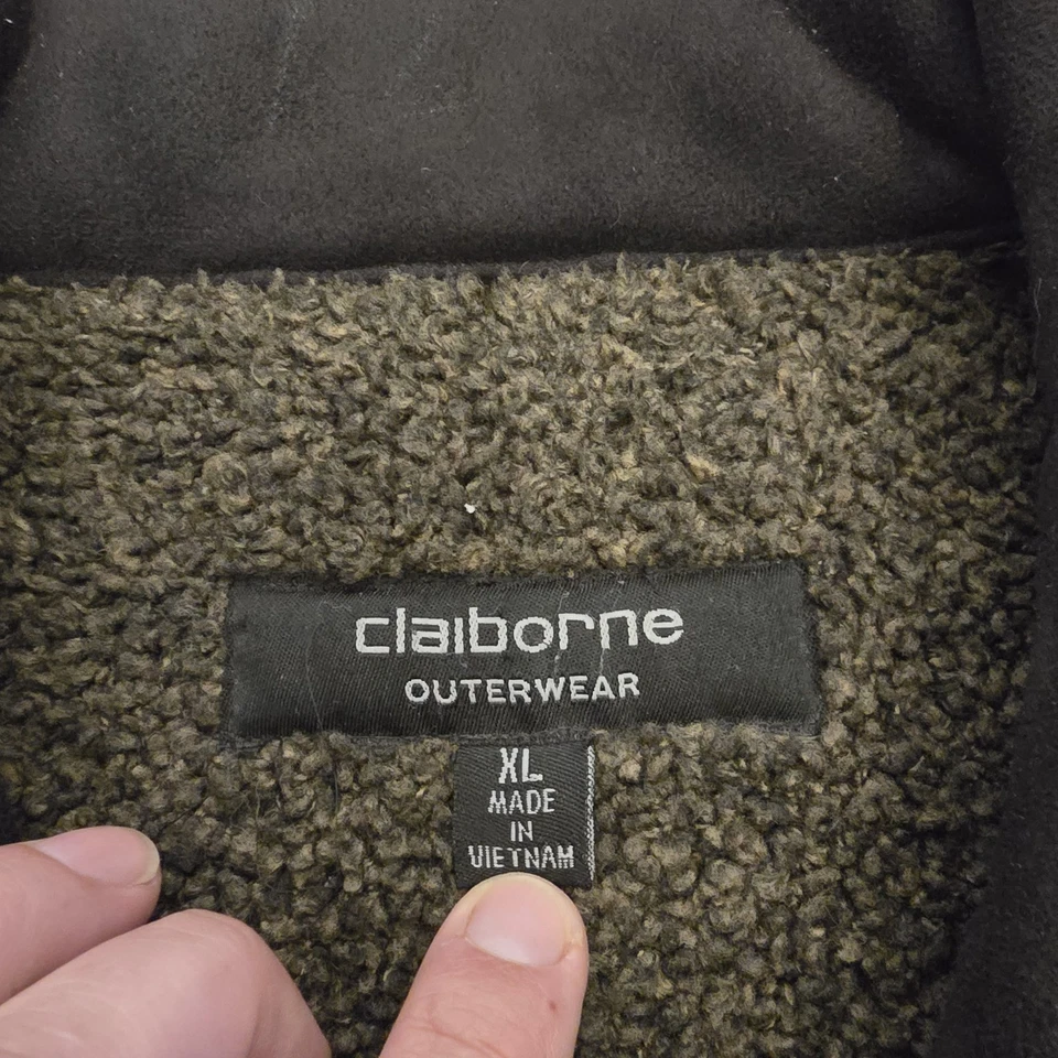 Claiborne Outerwear Imitación Gamuza Sherpa Vellón Forrado Abrigo Chaqueta Hombres XL Negro Gorp Foto 3 de 4