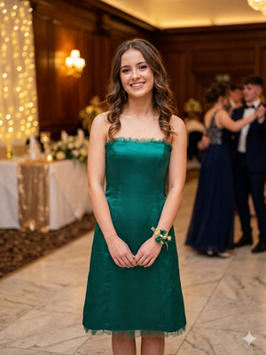 RW&CO Prom Formal Dress Size 0 Emerald Green Mesh Removable Straps Cocktail Mini