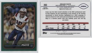 2024 Topps Chrome Rookies Teal Refractor /250 Drake Maye #203 Rookie RC