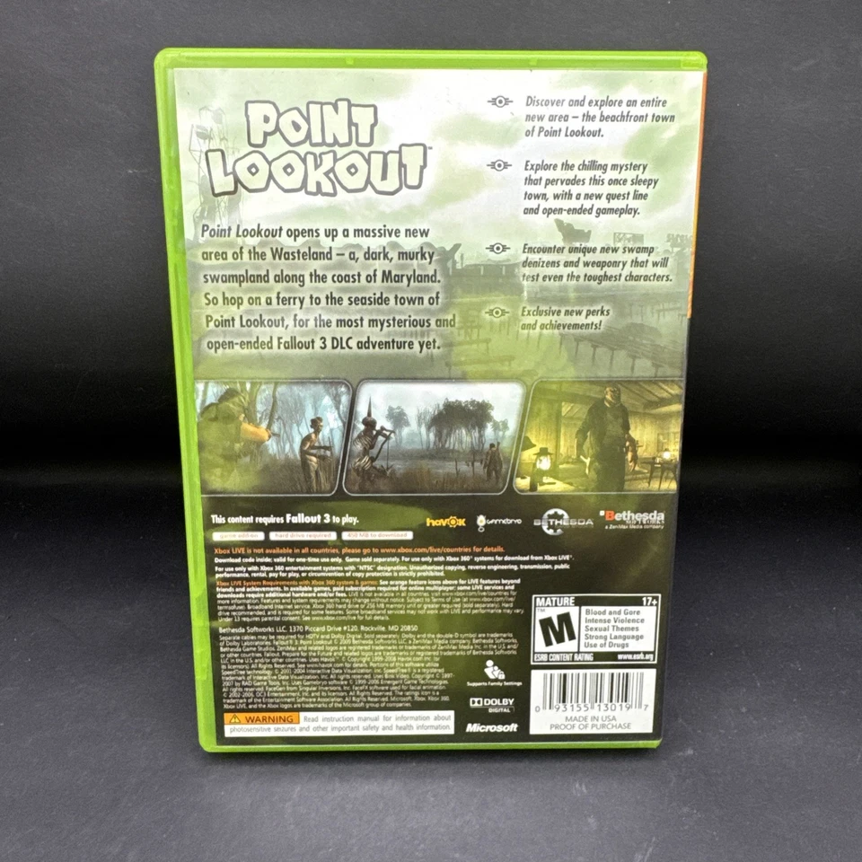 Fallout 3: Point Lookout (Microsoft Xbox 360, 2009) Estuche Sin Juego Foto 2 de 3