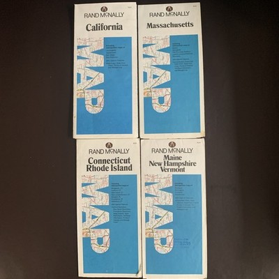 RAND MCNALLY Lot 4 Road Maps California Massachusetts CT RI ME NH Vermont