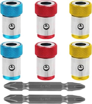 6pcs Screwdriver Head Magnetic Ring with 2pcs Ph2 Screw Driver Bits, Detachable