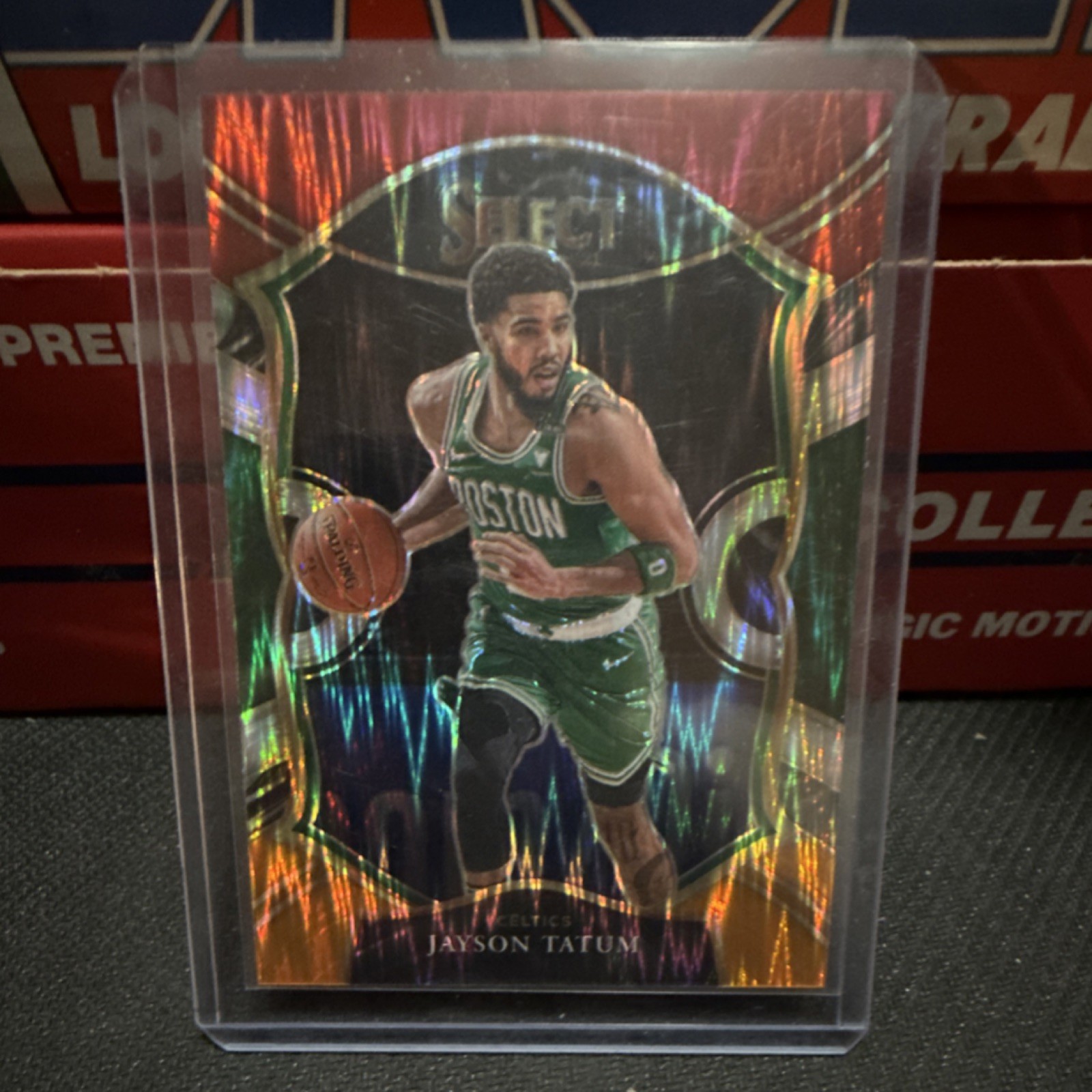 2020-21 Panini Select Jayson Tatum #41 Red White Orange Shimmer Celtics