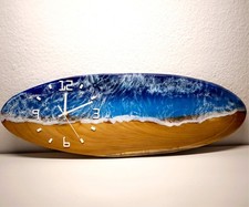 Wanduhr Epoxidharz  58 cm Holz rustikal Meerm...