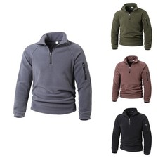 Men's Regular Fit Fleece Sweatshirt Pullover Outdoor Warm Jacket with Mock Neck