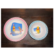 Disney Winnie the Pooh Melamine Plate and Bowl Set The First Years Checkered