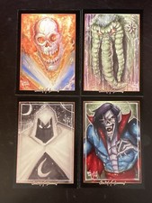 4 Sketch Card Print Lot Set MOON KNIGHT MAN-THING GHOST RIDER MORBIUS NY SALE!