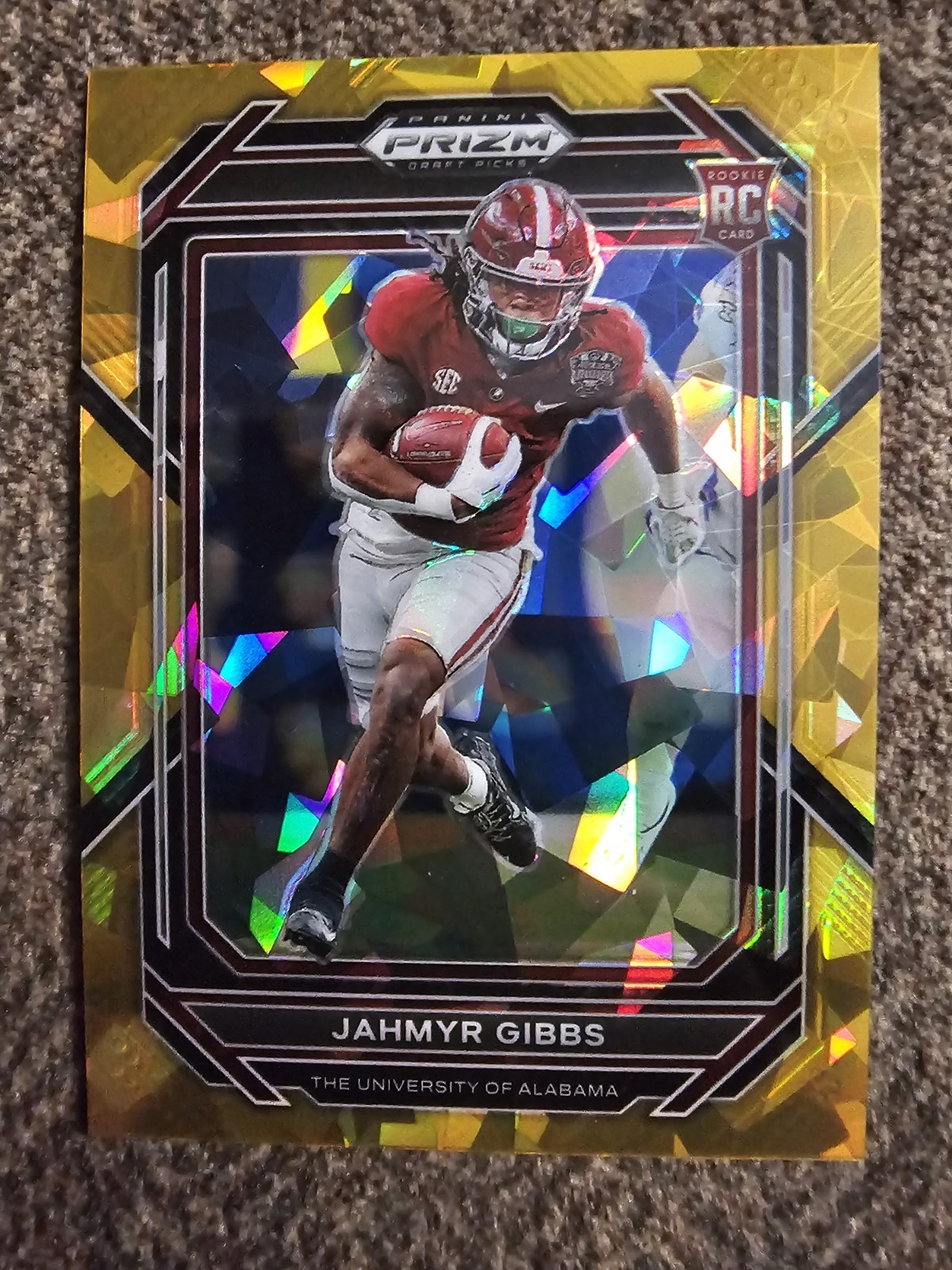 2023 Panini Prizm Draft Picks - Jahmyr Gibbs #116 Gold Cracked Ice Prizm (RC)