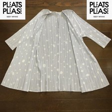  Used PLEATS PLEASE ISSEY MIYAKE Dot Pattern Gray Cardigan Size 3 from Japan