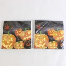 Lot Of 2 DesignWare Jack-O-Lantern Luncheon Paper Napkins 20 Pieces 2 Ply