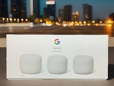 Google Nest WiFi 2200 Mbps Mesh Router and Two Points - Snow (GA00823)