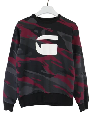 G-STAR Zeabel MC Stalt DC R SW Sweatshirt Homme SMALL Logo Col Rond Camouflage - Photo 1/4