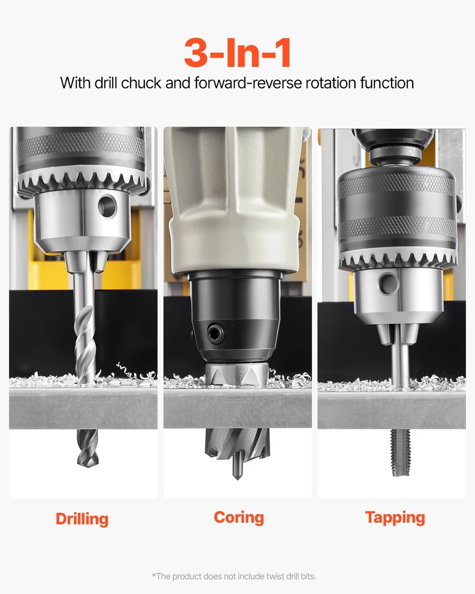 Taladro magnético VEVOR 1400 W taladro de columna eléctrico magnético de 12800 N