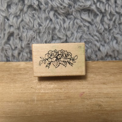 Vintage 1994 PSX Wood Mounted Rubber Stamp Small Roses B-1354