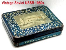 1950s Vintage Tin Box MOSCOW СHANNEL Candy Montpensier Sweets Empty Moscow USSR