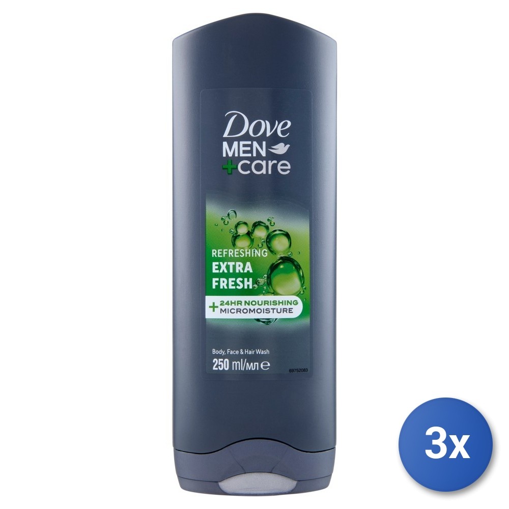 3X Dove Shower Gel 250 ML. Man Extra Fresh