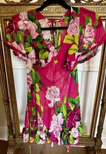 Betsey Johnson Intimates Floral Mesh Ruffle Sheer Gown Nightie Size Medium