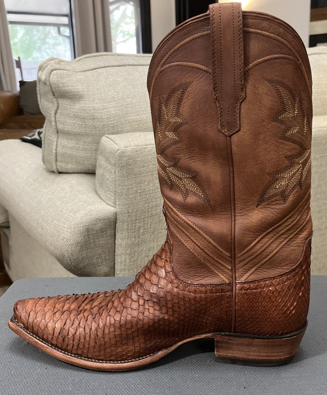 Tecovas Genuine Python Boots Pointed Toe Dark Tan… - image 3