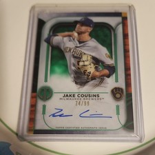 Topps 2022 Tribute Autographs Jake Cousins TA-JCO Green /99 Milwaukee Brewers