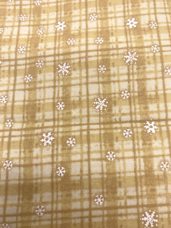 Debbie Mumm Fabric Christmas Winter Plaid Snowflake Tan Beige Primitive 2 Yds - Image 4 of 4