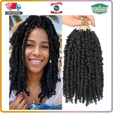 10 Inch Passion Twist Crochet Hair Pre-twisted Water Wave Braids 6 Pack Black