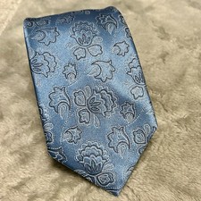 Material London Blue Floral Silk Tie 3.25  W 57  L NWOT