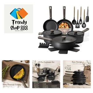 19-Pc Pots and Pans Set - Non-Toxic, Induction Compatible & Easy Clean