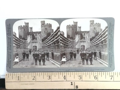 Conway Castle Stereoview Underwood & Underwood 1901 Wales Bridge