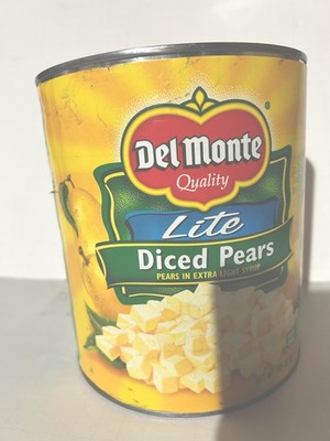 Del Monte Canned Diced Pears in Light Syrup, Non-GMO-105Oz each. Free Shipping