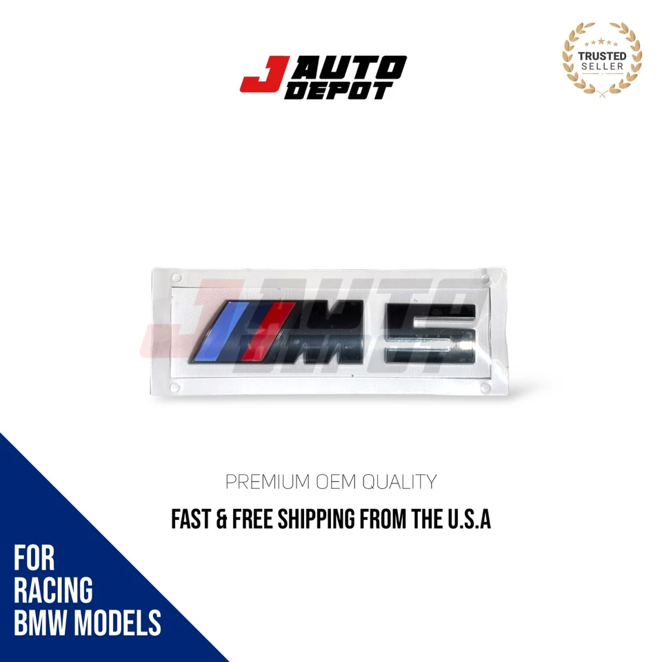 BMW M5 Negro Competición Genuino Baúl Trasero Emblema "M5" Calcomanía Insignia Fabricante de Equipo Original Foto 2 de 2