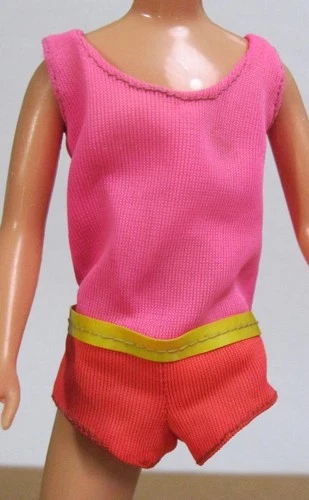 Vintage Malibu Francie Barbie doll 1975 Mattel 1068 SWIMSUIT ORANGE/PINK BELT