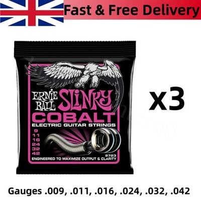 3pcs Ernie Ball Regular Slinky Cobalt Electric Guitar Strings 9 - 42 (2723) FI2