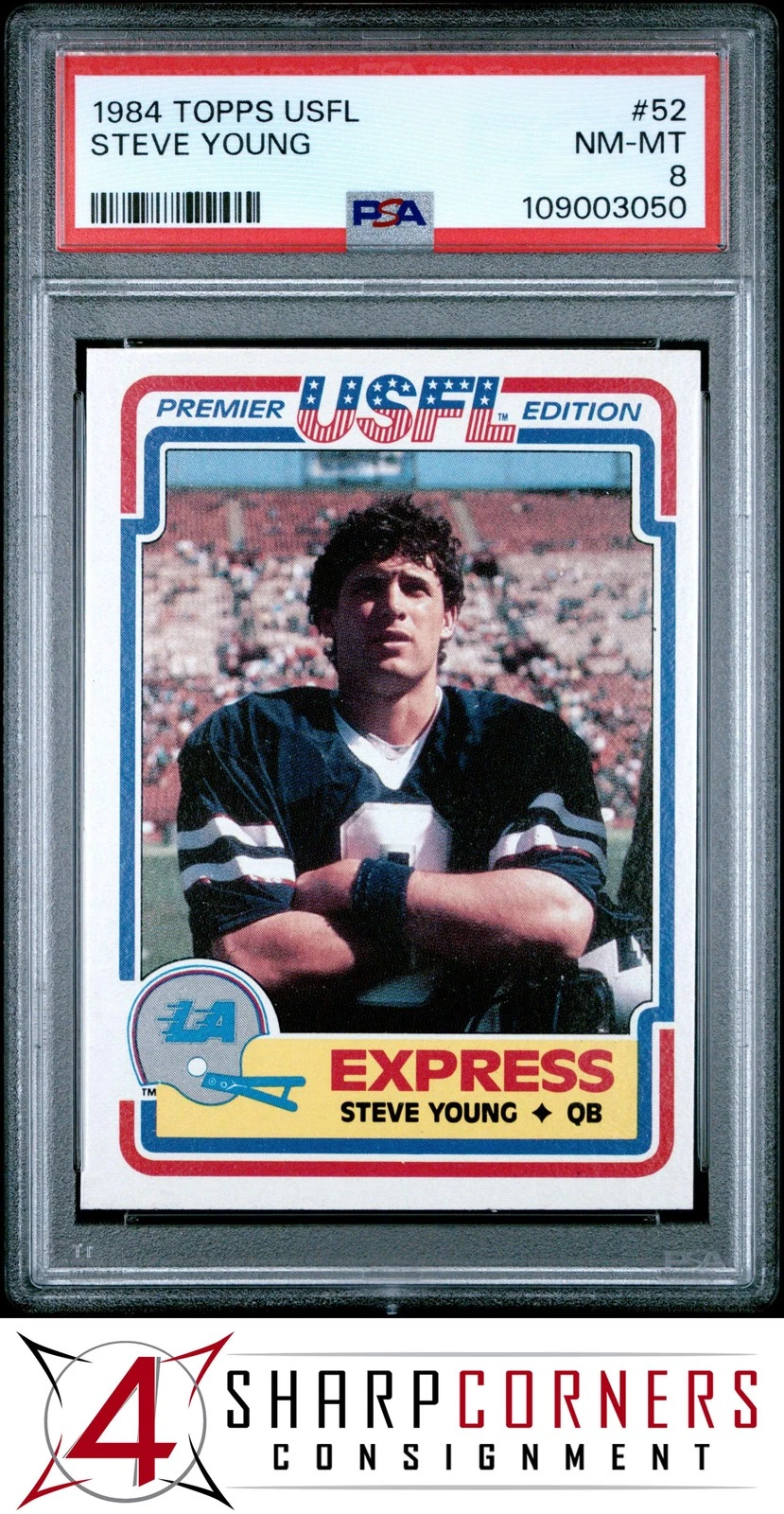 1984 TOPPS USFL #52 STEVE YOUNG RC HOF PSA 8