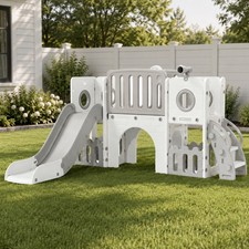 Large Toddler Slide, Indoor Outdoor Kids Climber Playset with Steering Wheel