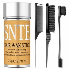 Slick Back Hair Brush  Wax Stick Set - Frizz Control  Flyaway Black