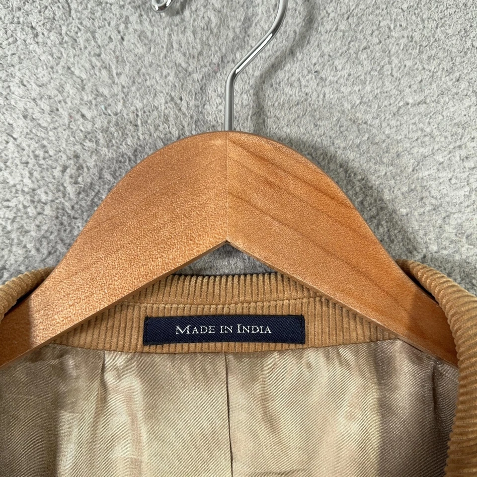 Lands End Blazer Sport Coat Men 46R Tan 2 Button Corduroy Preppy Casual Jacket - Image 3 of 4
