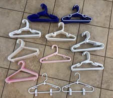 Lot of 97 Baby Toddler Kids Plastic Clothes Hangers White Pink Blue Nursery