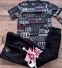 NWT Nike Air Jordan Boys YXL Black/Red/White Print BIG LOGO Jogger Set XL
