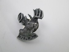 NRA Elk Deer Lapel Hat Pin Pewter 3-D National Rifle Association Made in USA