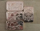 Four - 1 oz bars fine copper - walking liberty and eagle designs