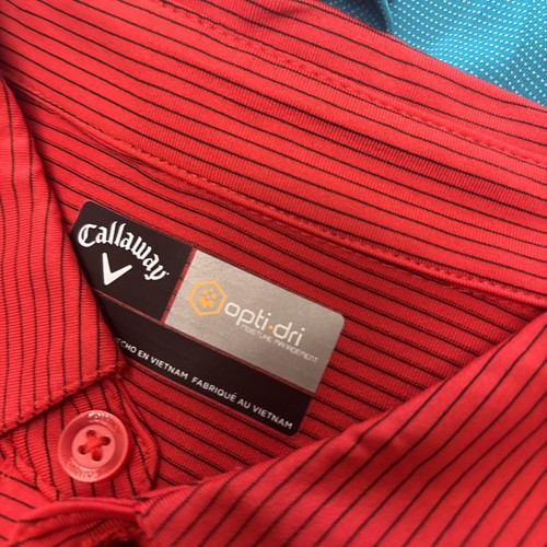 New Callaway OptiDri Polo Shirts Red. & A teal Golf Polyester Blend Size Large - Bild 9 von 16