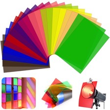 20 Pack Gel Light Filter Sheets, A4 Size Transparency Colored Mix Color