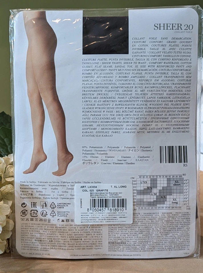 CALZEDONIA 20 DENIER PANTIMEDIAS ULTRA TRANSPARENTES TALLA: 5/XL GRAFITO Foto 3 de 3