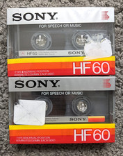VTG 2 NEW SEALED SONY HF60 BLANK CASSETTE TAPE LOT HIGH FIDELITY MUSIC VOICE