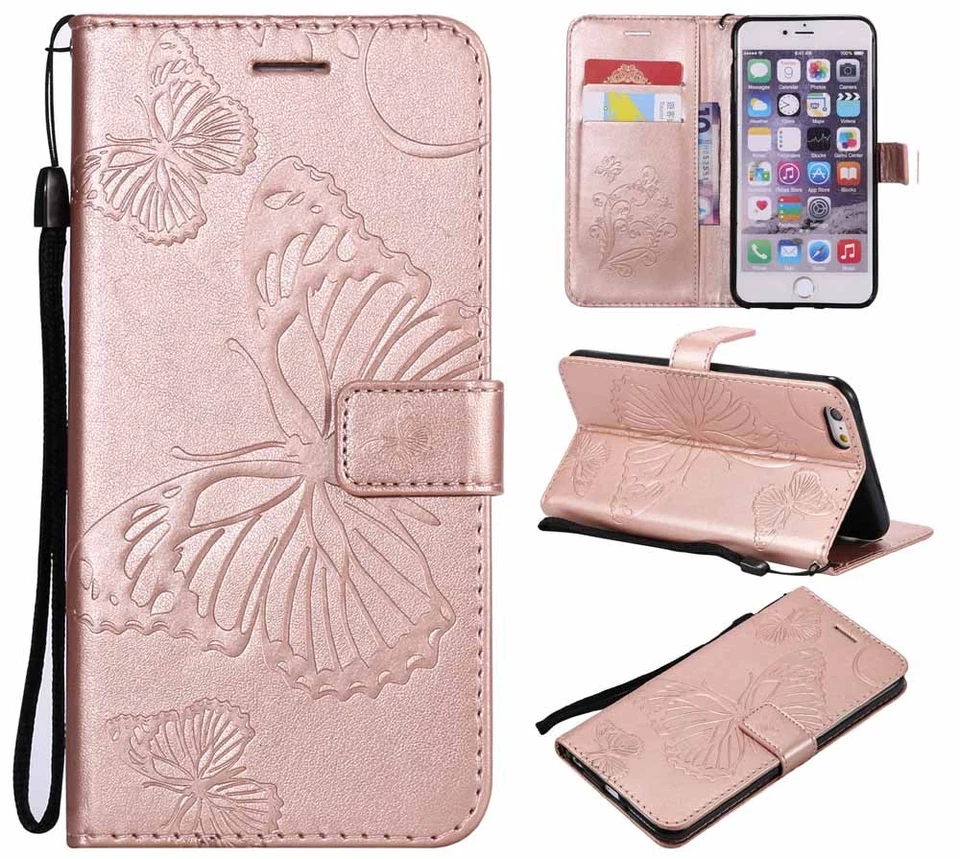 Butterfly Card Wallet Leather Flip Case Cover For iPhone XS Max XR 6S 7 8 Plus - Image 3 of 4