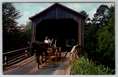 c1960s Covered Bridge Wagon Buggy Old South Vintage Postcard