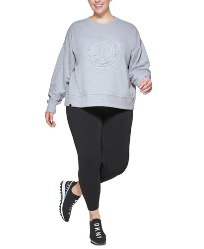 DKNY Sport Plus Size Sweatshirt Womens French Terry Crew Embossed-Logo Sweater - Picture 5 of 14