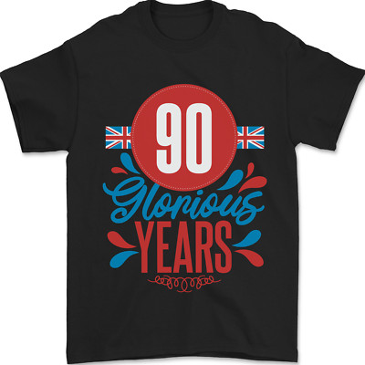 Glorious 90 Jahre 90th Geburtstag Union Jack Flagge Herren Maglietta 100% Cotton