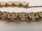 Vintage Off White Glass Crystal 1/2" Bezel and Gold Tone 18" Link Chain Necklace — photo 7