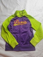Girls PUMA Sport Lifestyle Track Jacket Purple Neon Green and Hot Pink Size 6